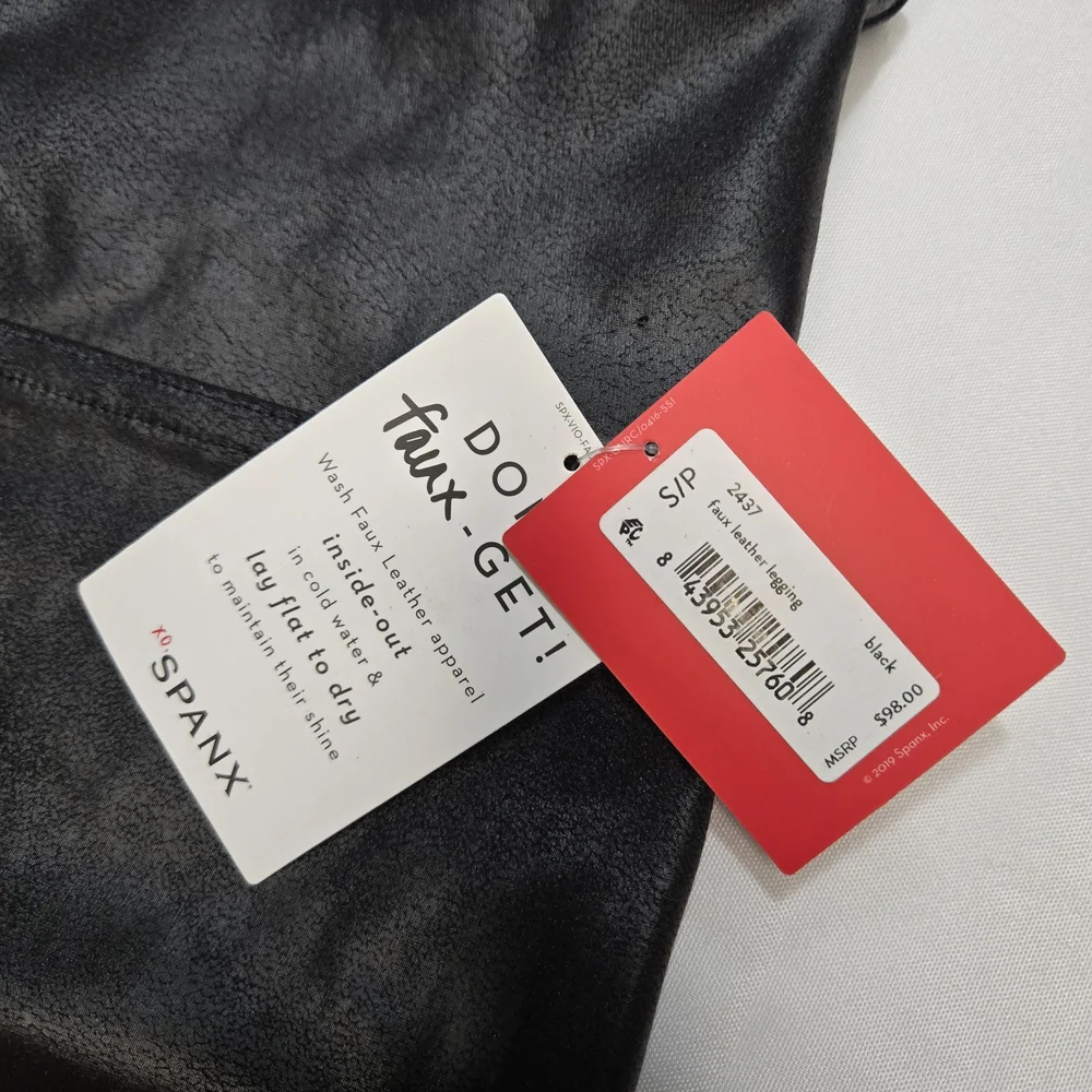 SPANX Shiny Black Leggings NWT SIZE SMALL - Picture 8 of 12